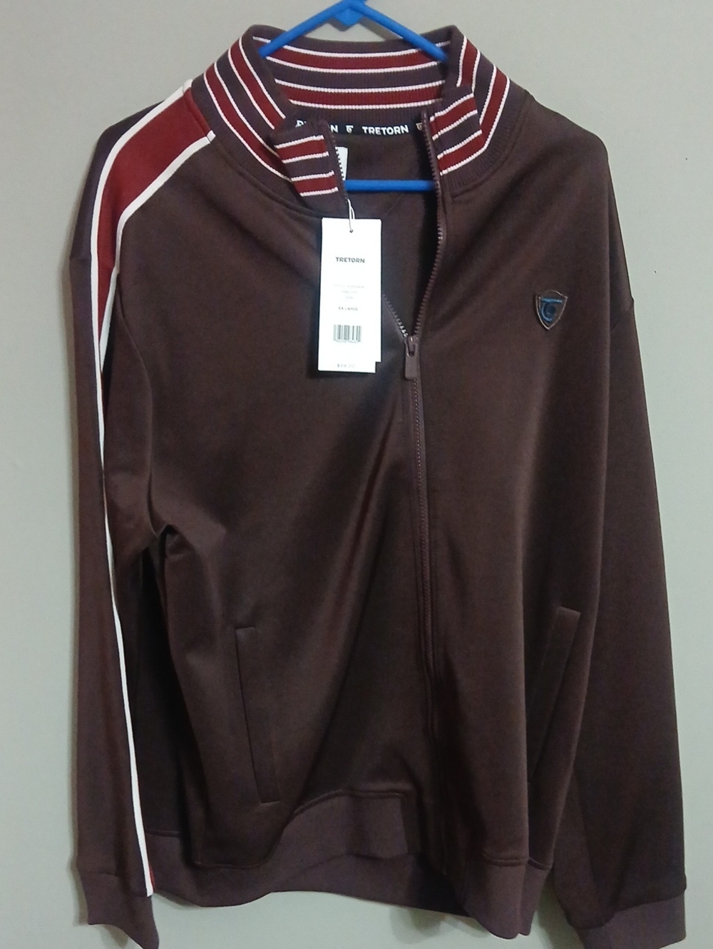 Tretorn Brown Track Jacket with Maroon & White Stripes